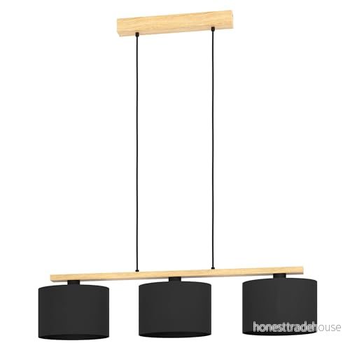 EGLO Castralvo Hängande Lampa, Längd 97,5 cm, Svart, 3 ljus, Tyg 9008606235872