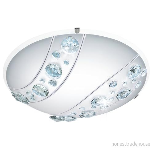 Eglo LED taklampa, Nerini, 1 glödlampa klassisk, vardagsrum av metall, glas med kristaller i vitt, svart, klar, sovrum, korridorlampa neutral vit 9002759955762