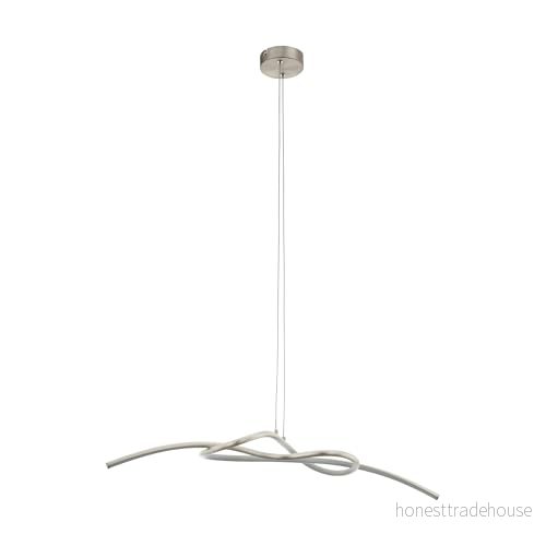 EGLO Novafeltria LED pendellampa, 1 lampa, modern, hängande lampa av stål, aluminium och plast, matbord, vardagsrum, i nickelmatt, vit 9002759979386