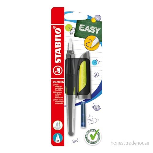 Ergonomisk Skolreservoarpenna STABILO EASYbuddy M spets Svart/lime 4006381515566