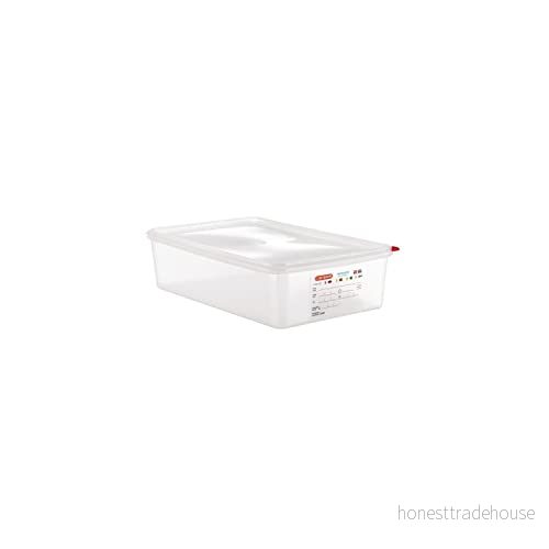 Araven 03354 PP Matbehållare med lock, GN 1/1, 13,7 L, 100 mm handtag (paket 4), 8411777033542