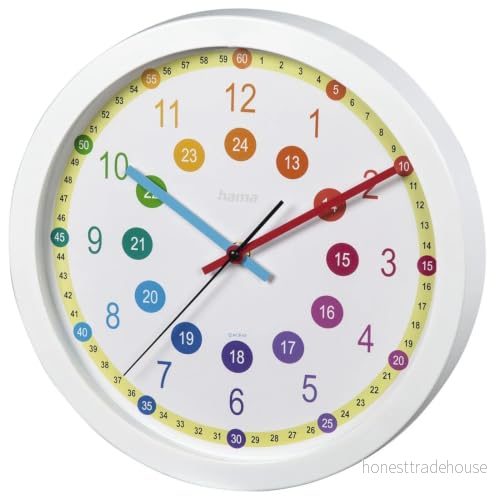Hama Easy Learning väggklocka (AA, flerfärgad, vit, plast, glas, 455 g, 30 cm) 4047443422576