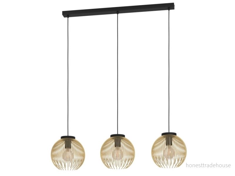 EGLO Pendellampa Venezuela, svart/guld, 3 ljus 9008606242795