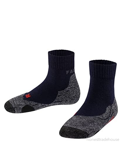 FALKE Unisex barn, TK2, korta vandringsstrumpor, ull, blå, röd, många andra färger, tjocka förstärkta termostrumpor utan mönster, med medelstark stoppning, långa och varma för vandring, 1 par 4031309209128