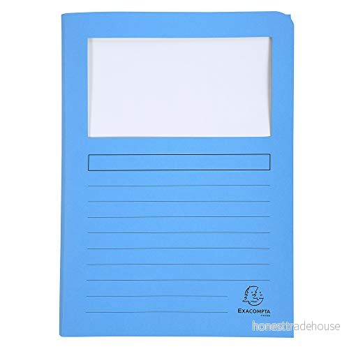 Exacompta Ref 50550E Förpackning med 50 plastfria fönsterpärmar kil Super 160 g/m² pastellfärger PEFC certifierade pärmar 5 olika färger storlek 22 x 31 cm 3130630505501
