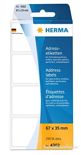 HERMA Lim perforerad vit 67 x 35 mm 250 stk address fanfold labels 4008705043021