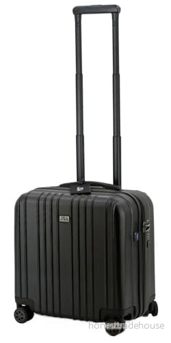 JSA 45554 Trolleyväska ABS, 2 i 1 resväska, rullväska av ABS plast, resväska med dubbla 360 lättrullande hjul, Svart matt, 41 cm, Vagn 4021068455546