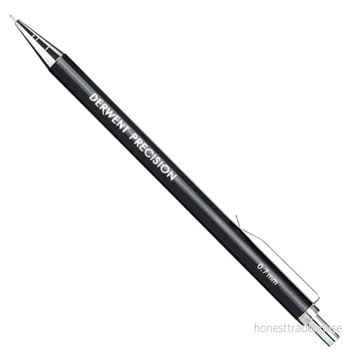 Derwent 0,7 mm precision mekanisk penna, HB ledningar och suddgummin ingår, professionell kvalitet, 2302429, svart, 5 delat set 5028252510721