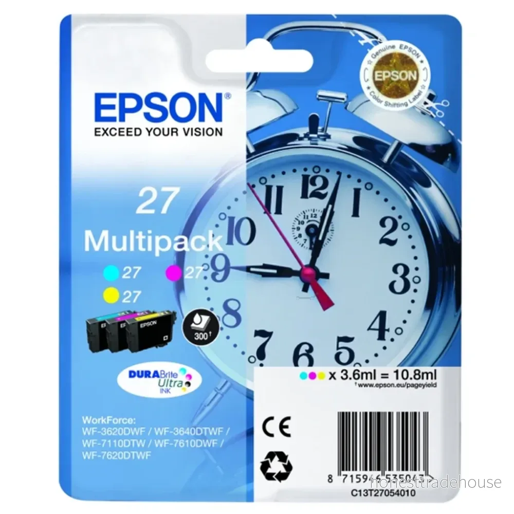 Epson 27 Multi pack 3 10.8 ml gul, cyan, magenta original bläckpatron för WorkForce WF 3620, 3640, 7110, 7210, 7610, 7620, 7710, 7715, 7720 8715946625829