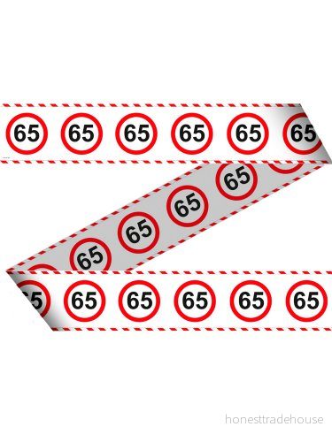 Folat 65 års trafikskylt barriärtejp 15 meter 8714572284653