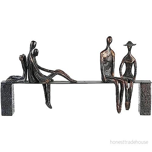 Casablanca skulptur av poly med bronsfärgade figurer på bänk H 23 cm 4001250597728