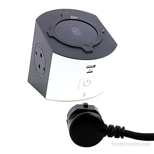 Power Work W laddning, USB A+C, 2 x uttag, m kabelfärg: ultravit/mörkgrå (vit/grå) 3414971944343