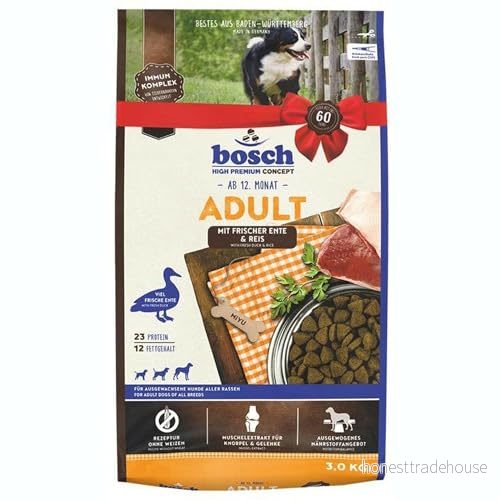 bosch HPC vuxen med anka och ris Torrhundfoder för vuxna hundar av alla raser 1 x 3 kg 4015598020619