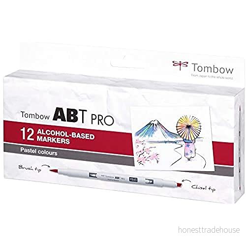 Tombow ABT PRO alkoholbaserade markörpennor set med 12 pastellfärger 4003198150065