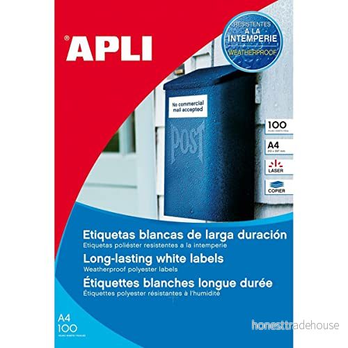 APLI 131827 etikett polyester, vit 8410782121213