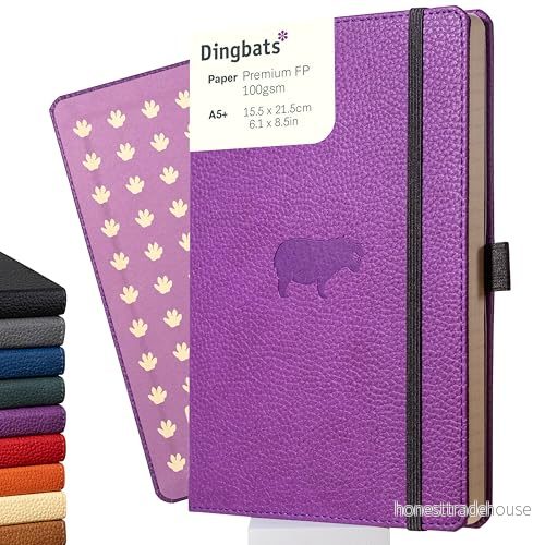 Dingbats* Wildlife A5 Purple Hippo Notebook Dotted 5285003137013