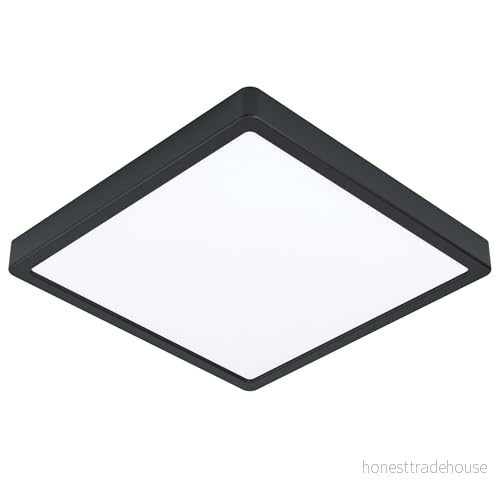 EGLO LED-taklampa Fueva 5, L x B 28,5 cm, 1 glödlampa, modern av stål och en ljusyta plast, taklampa i svart, vit, LED-bygglampa varm vit 9002759992453