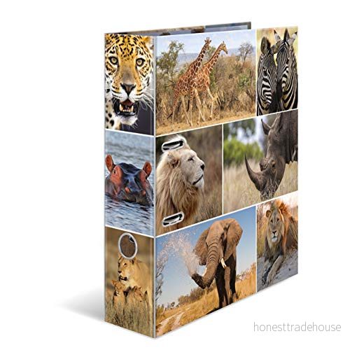 Herma 7168 motivmapp DIN A4 Animals Afrika djur, 7 cm bred av stabil kartong med djurmotiv innertryck, ringmapp, Briefordner, 1 mapp 4008705071680